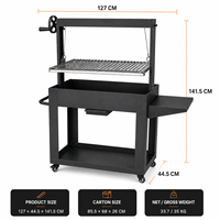 Grill à charbon Santa Maria certifié ETL CE GS avec système de levage à manivelle et chaîne, gril argentin SS430, vente en gros OEM