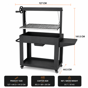Grill à charbon Santa <span class=keywords><strong>Maria</strong></span> certifié ETL CE GS avec système de levage à manivelle et chaîne, gril argentin SS430, vente en gros OEM - Product Image 3