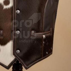 Chaleco de Cuero con Pelo de Vaca Genuino para Hombre - Moda Urbana Moderna, Prenda Exterior Informal y Transpirable - Product Image 5