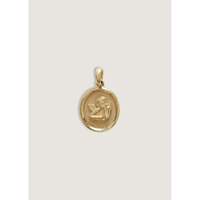 Colgante Cristiano de Querubín Elusivo Hecho a Mano, Oro Sólido de 14k, Joyería Religiosa Hip Hop, Amuleto Único con Patrón de Cara, Alas y Número