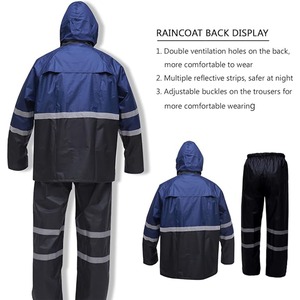 Qualité supérieure Meilleure vente Combinaison de pluie extérieure en polyester réfléchissant haute visibilité Veste et pantalon de sécurité imperméables avec logo personnalisable - Product Image 4
