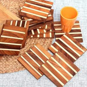 Juego de Posavasos de Madera con Estampado Bohemio, Ecológico, con Empaque Personalizado para Cafeterías y Restaurantes a Precio de Fábrica - Product Image 3