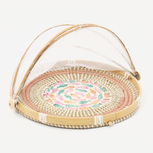 Nouveau produit fabriqué à la main capiz seagrass food cover plateau à pain couverture de dôme rétractable en gros du Vietnam - Product Image 4