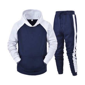 Gran oferta, conjunto de Sudadera con capucha y Jogger de algodón Terry, pantalones de chándal con logotipo bordado personalizado en blanco para hombre Unisex, chándal para correr - Product Image 4