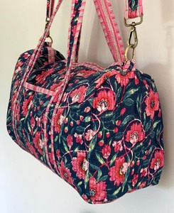 Sac de sport matelassé durable en coton imprimé de blocs de coton bleu azur fait à la main Voyage/Gym/Yoga Respectueux de l'environnement Grande capacité Tous les jours - Product Image 2