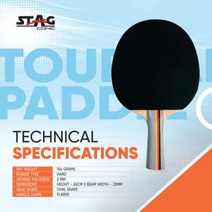 ไม้ปิงปอง Stag Iconic Professional Tournament รุ่น Professional ทำจากไม้และยาง พร้อมพื้นผิวปุ่มยาว ด้านล่างเป็นคาร์บอนไฟเบอร์ - Product Image 5