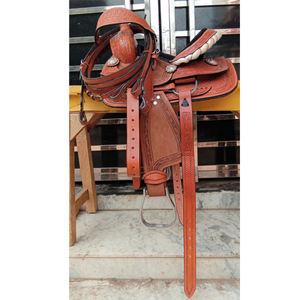 Selle de course à barils en cuir occidental de qualité supérieure, siège en daim - Product Image 2