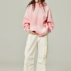 Sweat à capuche vintage surdimensionné lavé à l'acide Streetwear pour femmes pull brodé lourd en éponge française léger pour l'hiver - Product Image 3