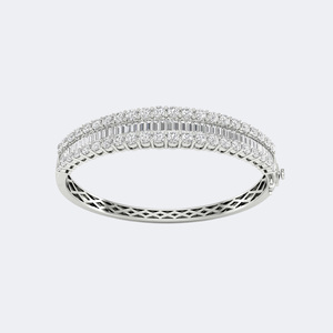 8.632CTW Round , Baguette Channel Pave Diamond Bangle Cuff <b>Bracelet</b> - Product Image 2