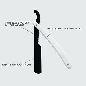 Maquinilla de afeitar Manual alemana de acero inoxidable con súper mango de plástico, hoja fina, características de seguridad para afeitado de barba y peluquero - Product Image 3