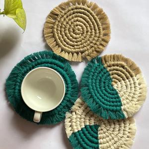 Sous-verre macramé de la meilleure qualité fait à la main pour accessoires de décoration de table avec thé et table basse de qualité supérieure avec 100% coton - Product Image 4