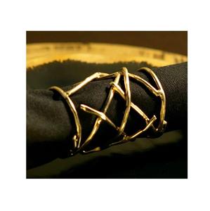 Anneau de serviette en métal plaqué or Antique, porte-serviette à longue feuille, vente en gros, décoration de Table, fabricant d'anneau de serviette de mariage - Product Image 4