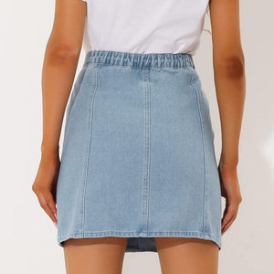 Jupe droite en jean pour femme 100% coton avec surpiqûres élégantes pour un look raffiné, tenue décontractée, imperméable - Product Image 3