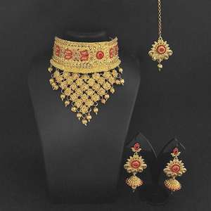 Kriaa สร้อยคอโชกเกอร์ชุบทองพร้อม1113630หิน Maang Tikka และออสเตรีย - Product Image 1