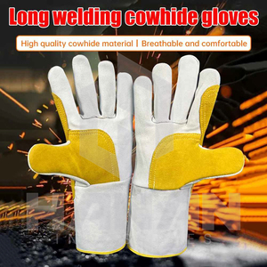 Gants de soudage longs en cuir de vachette résistant aux hautes températures du fabricant OEM Gants de sécurité pour les travailleurs et les soudeurs - Product Image 3
