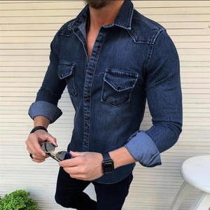 Veste en jean pour homme Chemise en jean lavée Veste slim pour homme Chemise en jean décontractée à manches longues pour homme - Product Image 2