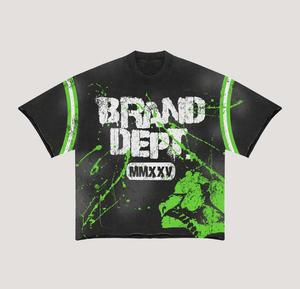 Imprimé personnalisé hommes lavage à l'acide manches courtes t-shirt/vintage streetwear brut ourlet coupe streetwear shorts ensembles pour l'été - Product Image 4