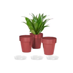 Colore corallo 3 vasi rotondi con piattini trasparenti diametro 14cm resistente UV vasi da fiori e fioriere per la decorazione della casa - Product Image 1