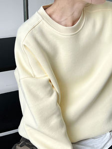 Nuevas Sudaderas Largas de Algodón Lisas para Mujer, Sudadera Unisex con Hombros Caídos, Sudadera de Felpa Personalizada para Mujer, Sudadera con Cuello Redondo - Product Image 4