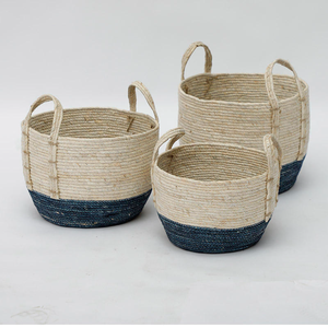 Panier de balle de maïs tissé à la main durable bac de rangement écologique naturel fait à la main décor à la maison du Vietnam - Product Image 1
