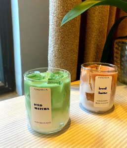 Logo personalizzato candela di cera di soia fatta a mano per i regali di natale all'ingrosso all'ingrosso freddo Matcha Latte profumato caffè e Matcha candela - Product Image 4