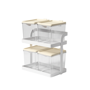 Portaspezie da Parete a Due Livelli in Metallo Verniciato a Polvere Salvaspazio con 4 Barattoli per Organizzazione Cucina - Product Image 2