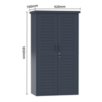 Armoire de rangement de jardin multifonctionnelle à portes à persiennes, armoire en métal résistante aux intempéries pour jardin, patio, cour arrière, cour