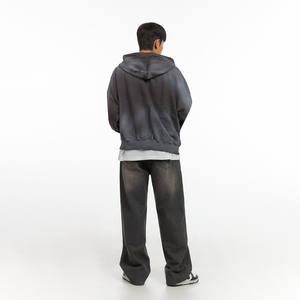 2025 nouvelle mode personnalisé solide poids lourd blanc hommes à capuche de haute qualité surdimensionné goutte épaule acide lavage fermeture éclair à capuche hommes - Product Image 6