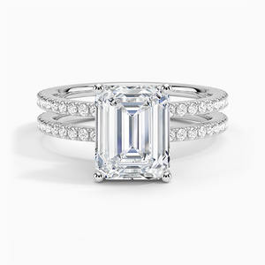 Haute exigence taille émeraude VVS laboratoire cultivé diamant bague de fiançailles Style de luxe bijoux de mode pour les femmes au prix de gros - Product Image 1