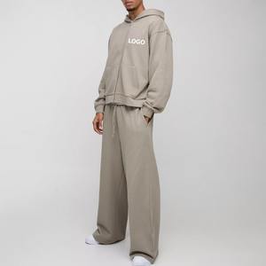 Chándal de gran tamaño pesado de alta calidad, transpirable, antipilling, sudadera con cremallera de talla grande y pantalones de chándal de pierna recta, conjunto de 2 uds. - Product Image 1