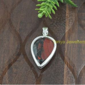 Colgante Grande de Piedra Sangre, Plata de Ley 925, Colgante Hecho a Mano, Collar de Piedras Preciosas, Regalo de Cumpleaños, Navidad, Joyería para Mujer - Product Image 4