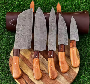 Service OEM ODM de haute qualité personnalisé en gros, PRESTIGE BLADES, ensemble de couteaux de chef, cinq pièces, acier Damas fait à la main à 67 couches - Product Image 3