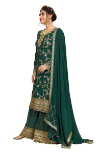 Ensemble Anarkali Kurta en Georgette brodée ethnique pour femme Trendmalls avec Dupatta (G75-Vert Foncé) – Tenue Salwar pour mariage indien/pakistanais - Product Image 3