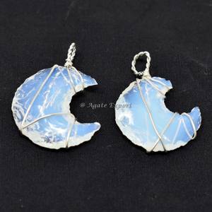 Cristal minéral naturel pierres de guérison opale lune fil Wrap pendentif en gros grande pierre gemme enveloppé pendentif pour bijoux Fengshui produits de pierre de guérison - Product Image 2