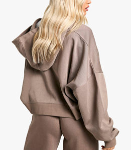 Ventes en gros de sweats à capuche longs pour femmes, respirants, pour l'hiver - 100% coton, haute qualité, personnalisables, meilleures ventes - Product Image 2