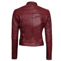 Jaket Kulit Asli Maroon Berkualitas Tinggi, Modis, Elegan untuk Musim Dingin, dengan Ritsleting, Lapisan Poliester Lembut, dan Lapisan Luar Berlapis