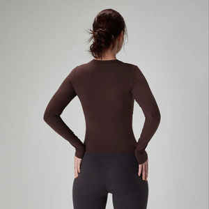 เสื้อยืดออกกำลังกายแขนยาวผ้าสแปนเด็กซ์เข้ารูปสำหรับผู้หญิงเสื้อออกกำลังกายแบบสั่งทำได้อย่างราบรื่น - Product Image 4