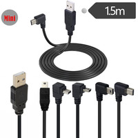 Ángulo recto Mini USB A macho a Mini USB B Adaptador de cable de carga macho de 5 pines