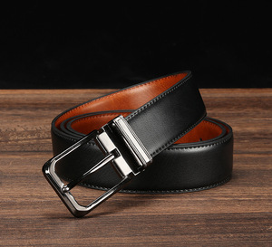 Cuir de vache double face Cuir véritable de haute qualité Eco-Friendly Formal Black Brown Square Alloy Buckle Solid Pattern Universal - Product Image 5