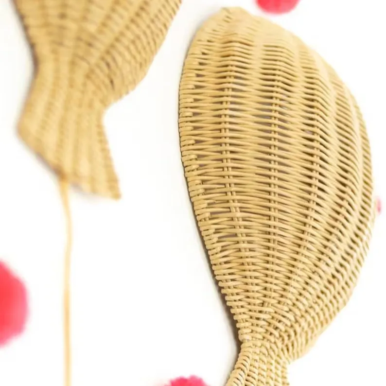 Vietnamese handmade wicker cute balls on the wall decorate your playroom and your kid room natural material