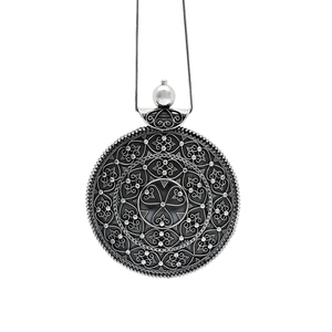 จี้ชาติพันธุ์เงินสเตอริ925อกซิไดซ์ทรงกลมเครื่องประดับทำด้วยมือของชาวอินเดียขายส่ง - Product Image 1