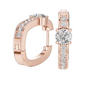 Boucles d'oreilles créoles en diamant CVD de laboratoire 0,792 CT VVS-VS-EF, Or 18 carats, 14 carats, 10 carats et Argent 925, Options Moissanite, Rose - Product Image 5