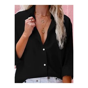 Camicia frontale con colletto a maniche lunghe da donna