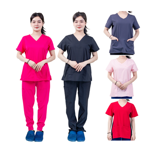 ชุดเครื่องแบบพยาบาลผ้าออกซ์ฟอร์ดแขนสั้นผ้าย่นไม่ยับสำหรับทุกเพศชุดเสื้อผ้าทางการแพทย์ - Product Image 1