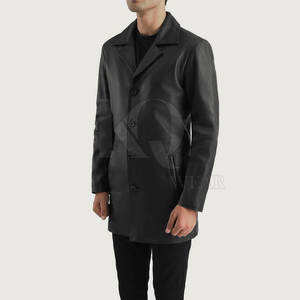Elegante Gabardina de Cuero para Hombre, Diseño Largo Moderno, Material Premium, Perfecta para la Moda Urbana, Uso Diario en Invierno - Product Image 4