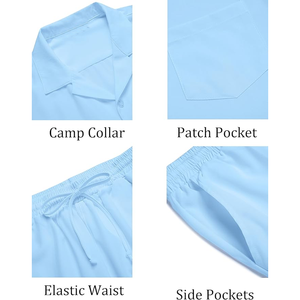 Chándal de dos piezas de manga corta para hombre, conjunto informal de camisa y pantalones cortos con cuello cubano, chándal de verano para correr - Product Image 4