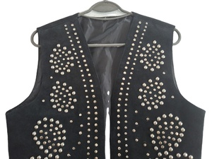 Chaleco de cuero genuino para mujer con flecos y cuentas, novedad de 2025, prendas de vestir exteriores más vendidas, decoraciones con borlas y botones bordados - Product Image 3