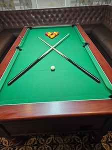 Table de billard multifonctionnelle 4 en 1, pour la maison, les loisirs et le divertissement, avec pieds en bois massif, poches en cuir et plateau en caoutchouc. - Product Image 6