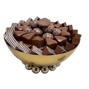 Bol de service en métal doré martelé de qualité supérieure Table à la maison plat à Dessert affichage de Dessert moderne pour hôtels mariages bol à chocolat - Product Image 1