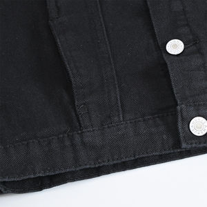 Nouveauté Gilet en jean unisexe sans manches effet vieilli, couleur personnalisable gratuitement, fermeture à pression, coupe ajustée, col montant, style streetwear, délavé à l'acide - Product Image 2